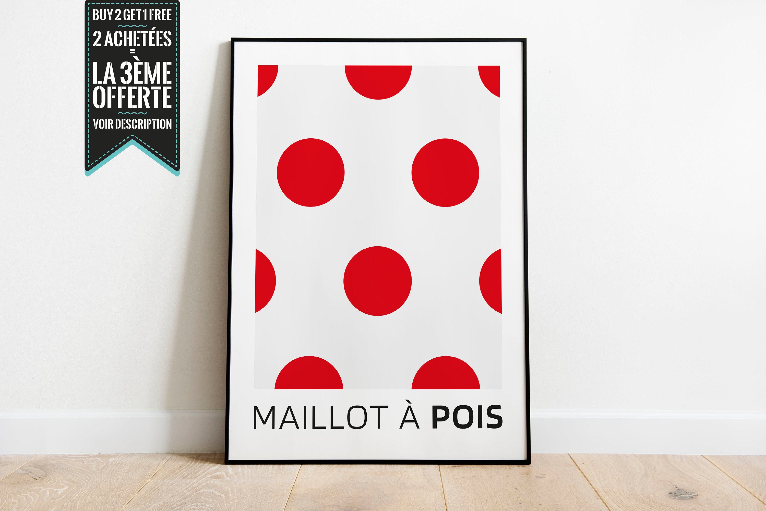 Affiche Décorative - Minimaliste Cyclisme Tour de France Maillot à Pois Grimpeur