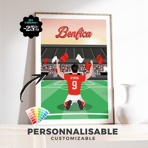 Affiche BENFICA à PERSONNALISER : Football avec prénom et numéro au choix