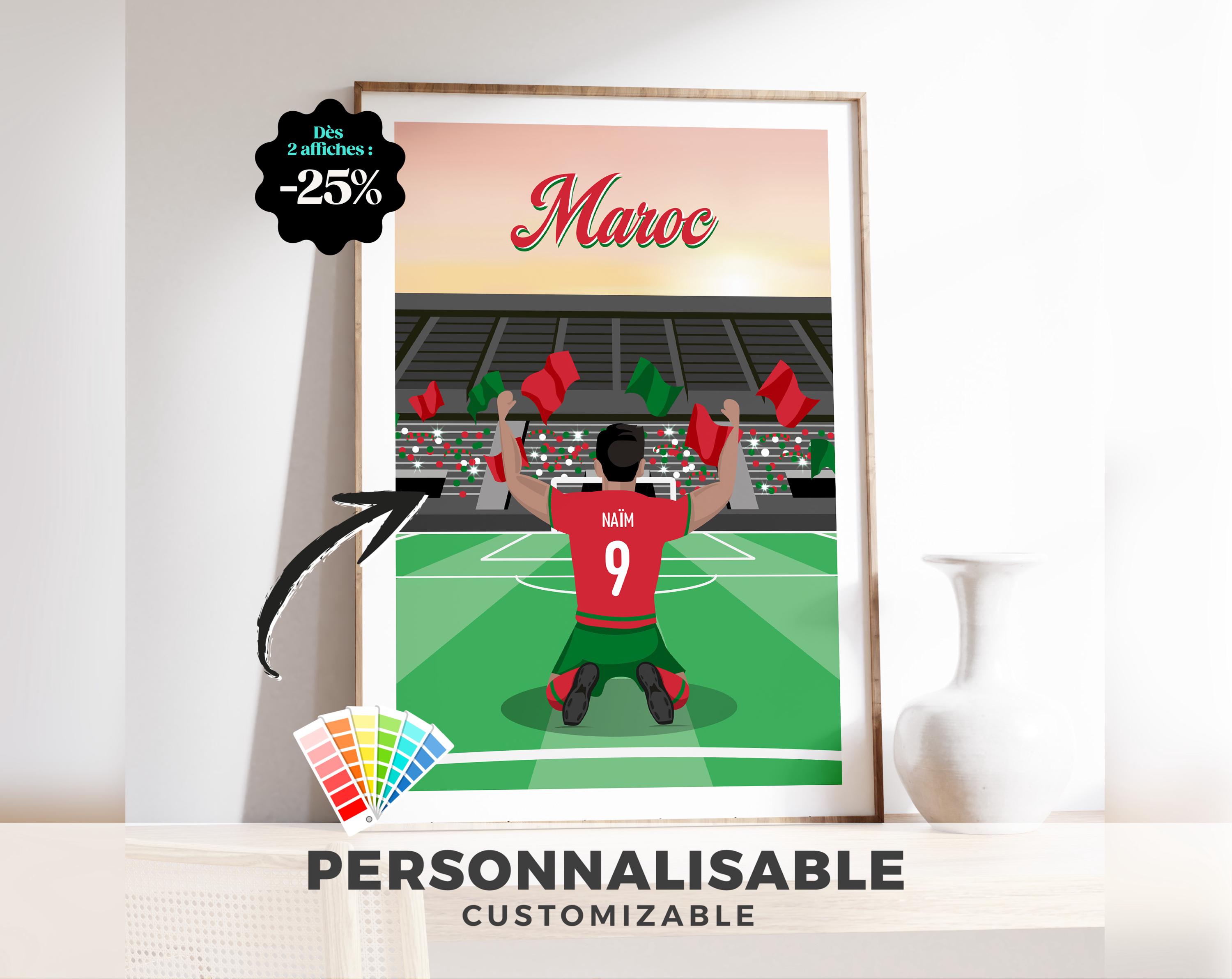 Affiche Maroc Coupe Du Monde 20x30 - Art Mural Déco Foot, Pop Art