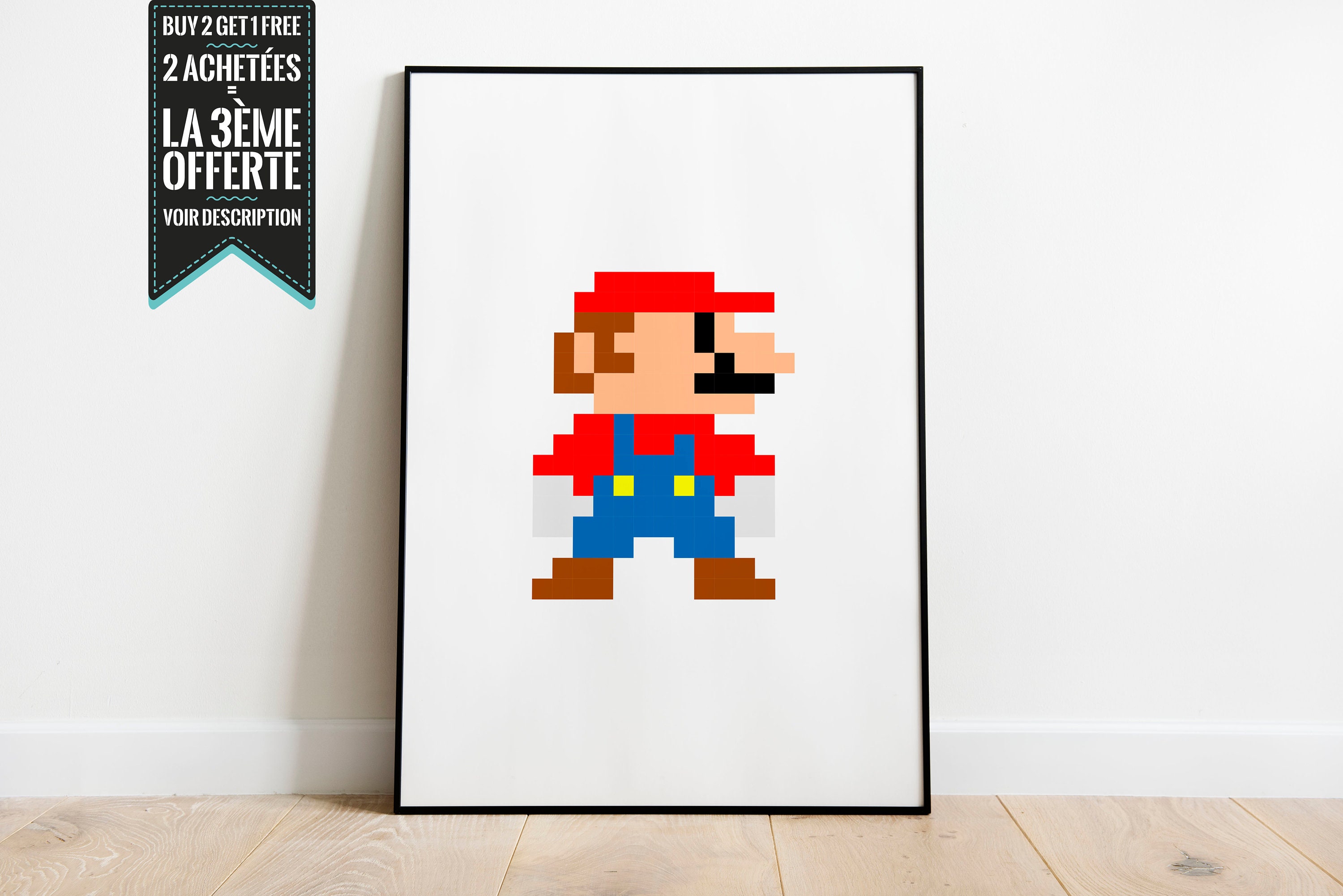 Affiche Décorative/Poster Jeu Vidéo Mario Pixel Art