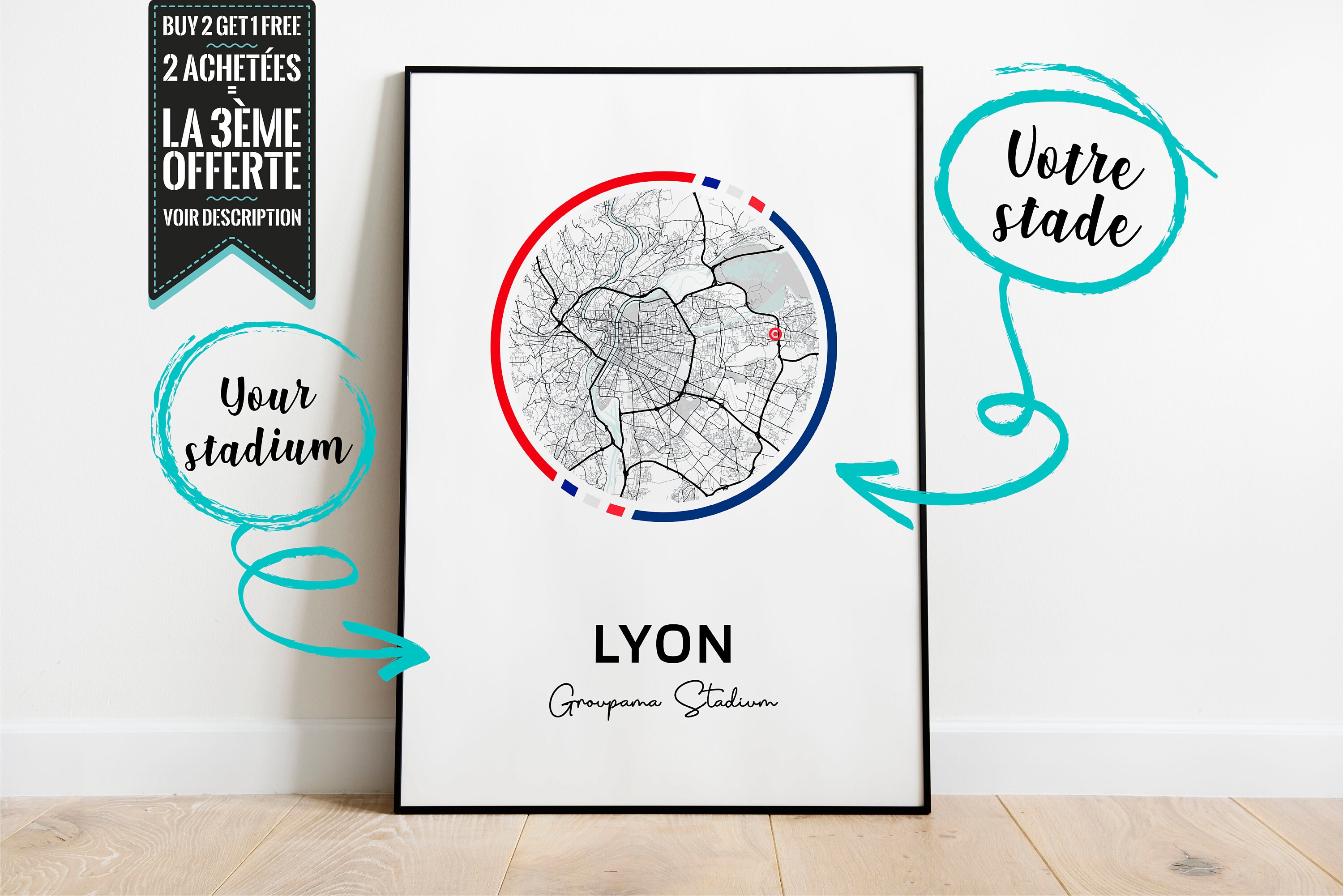 Affiche Décorative - Plan de Stade Groupama Stadium Lyon