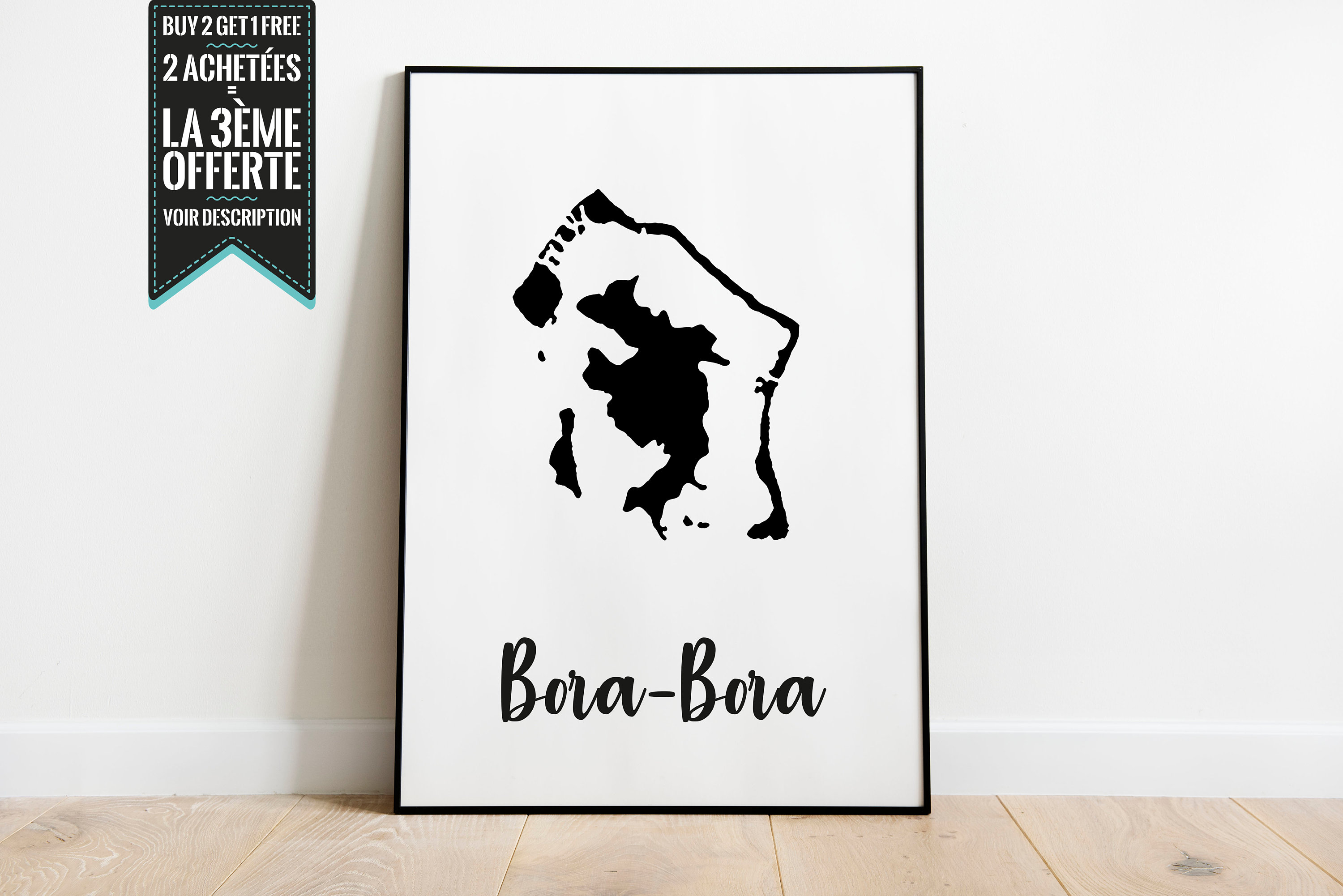 Affiche Décorative - Carte de Bora Polynésie