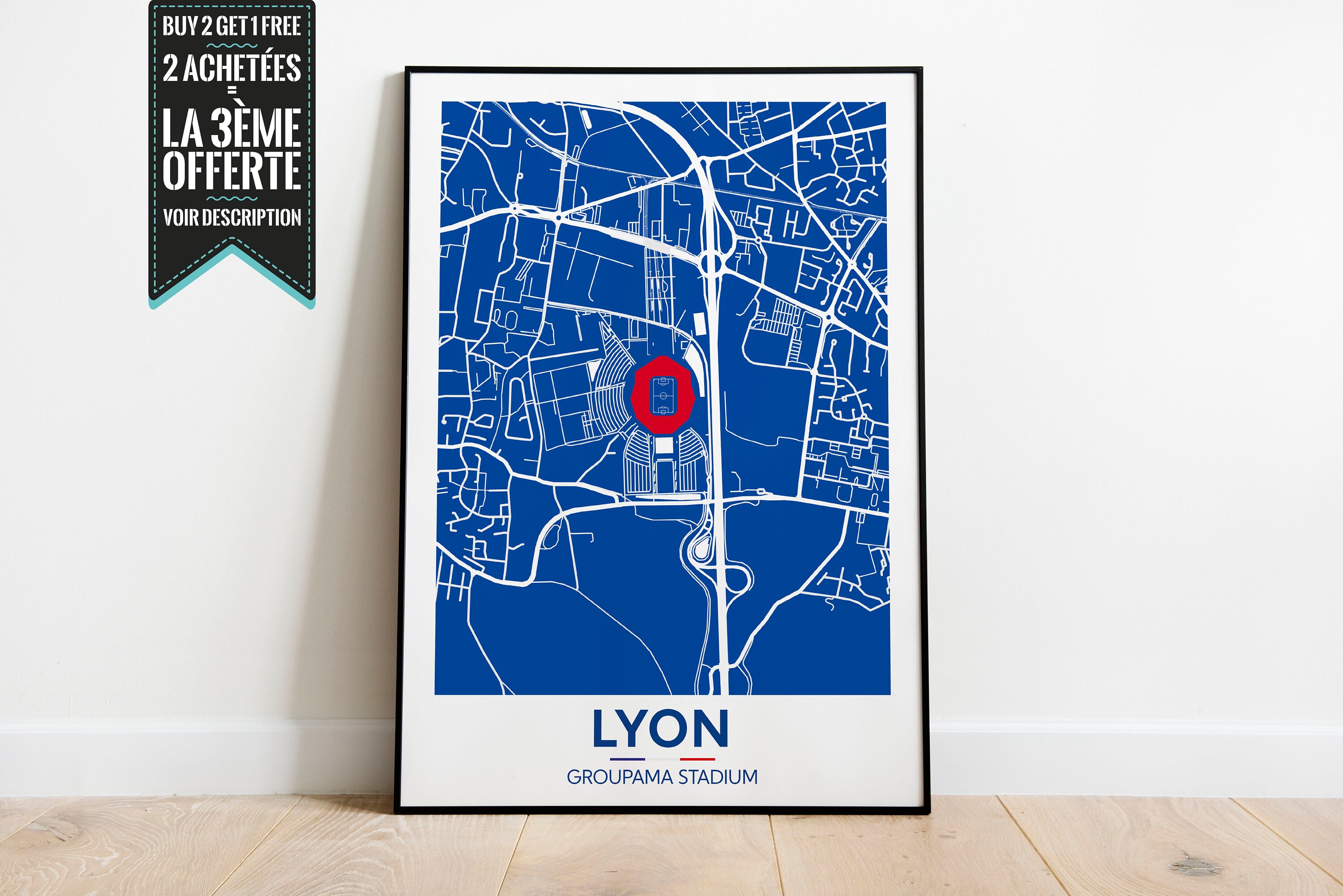 Affiche Décorative - Plan de Ville Lyon Groupama Stadium