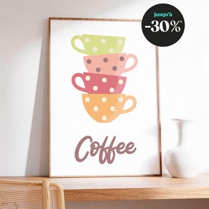Kaffeeposter - Stilisierte Kaffeepause, minimalistisches Wanddekor für Küche, Büro oder Café, Geschenk für Kaffeeliebhaber