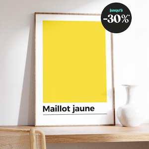 Póster minimalista de ciclismo: maillot amarillo del Tour de Francia, decoración de bicicleta, regalo para aficionados al ciclismo