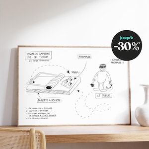 Affiche La Cité de la Peur – Plan de la tapette géante, dessin culte inspiré du film, déco originale pour cinéphiles et fans de comédie