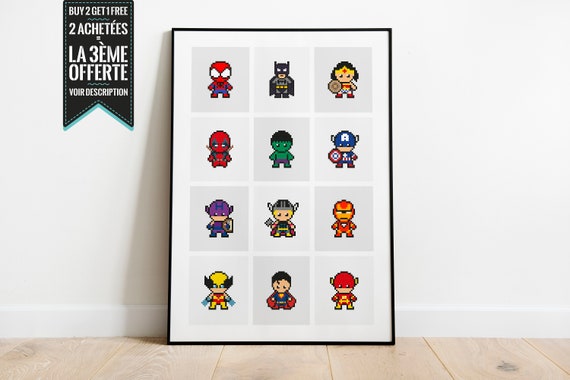 Decorative Poster / Pixel Art Super Hero Poster - Etsy Ireland