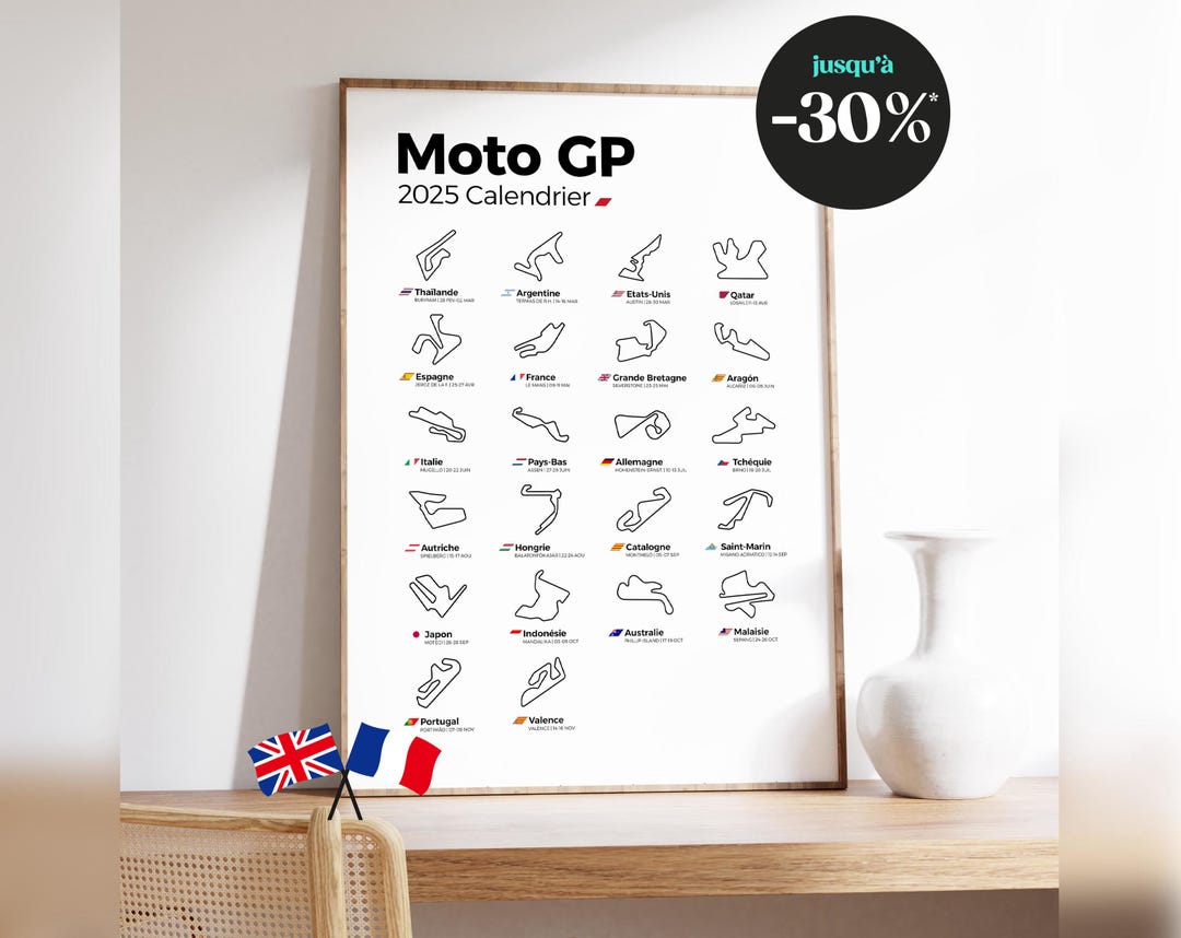 MOTO GP 2025 Calendar Poster / Race Dates, Essential Decoration for