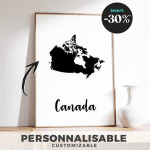 Affiche Carte du Canada – Illustration Minimaliste et Élégante pour Ajouter une Touche Canadienne à Votre Décoration Murale Moderne