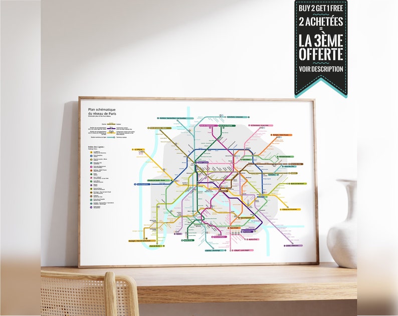 Affiche Plan de Métro Paris image 1