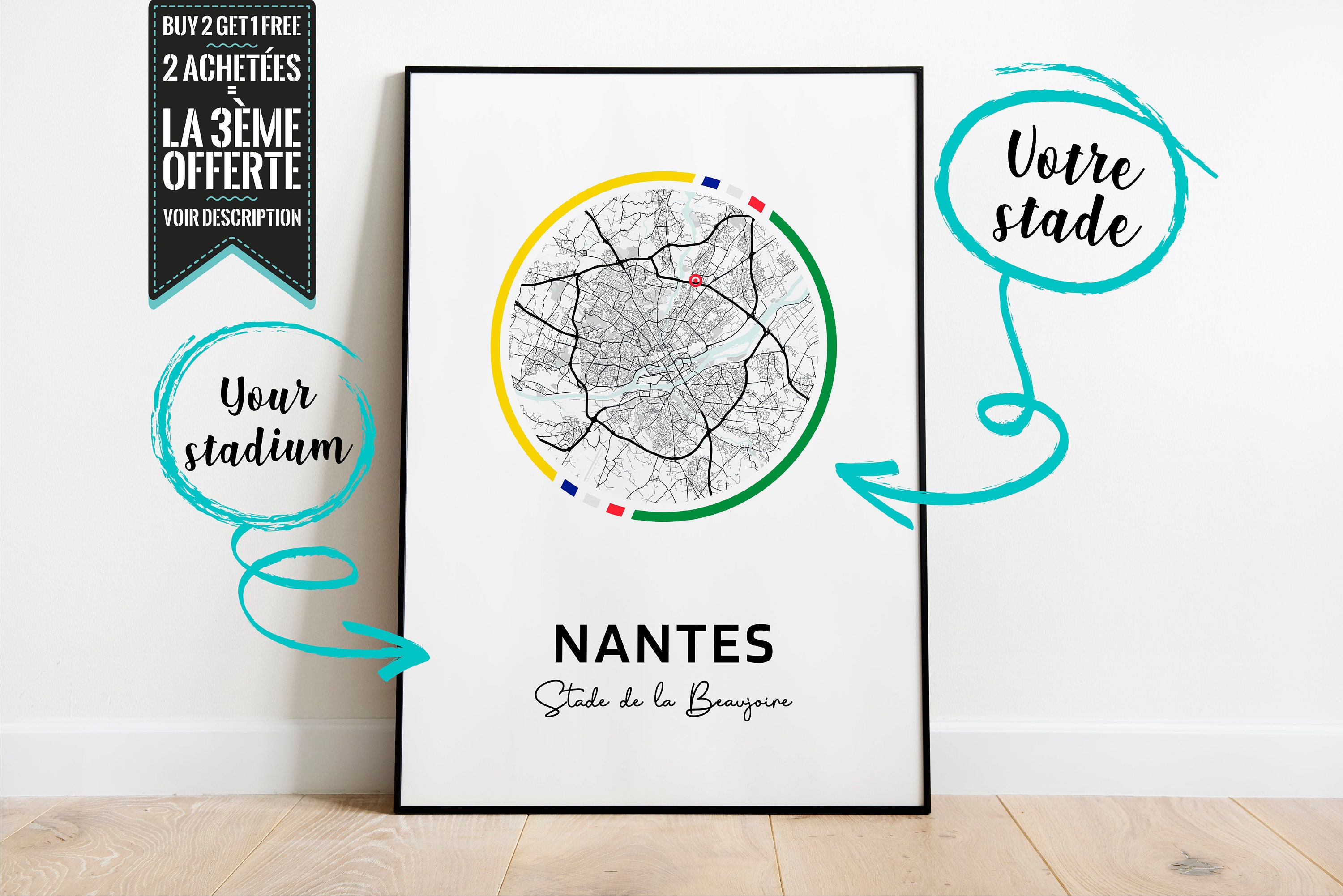 Affiche Décorative - Plan de Stade La Beaujoire Nantes