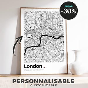 Poster mappa di Londra – Illustrazione della città e dei suoi quartieri iconici – Decorazione murale moderna per gli amanti di Londra