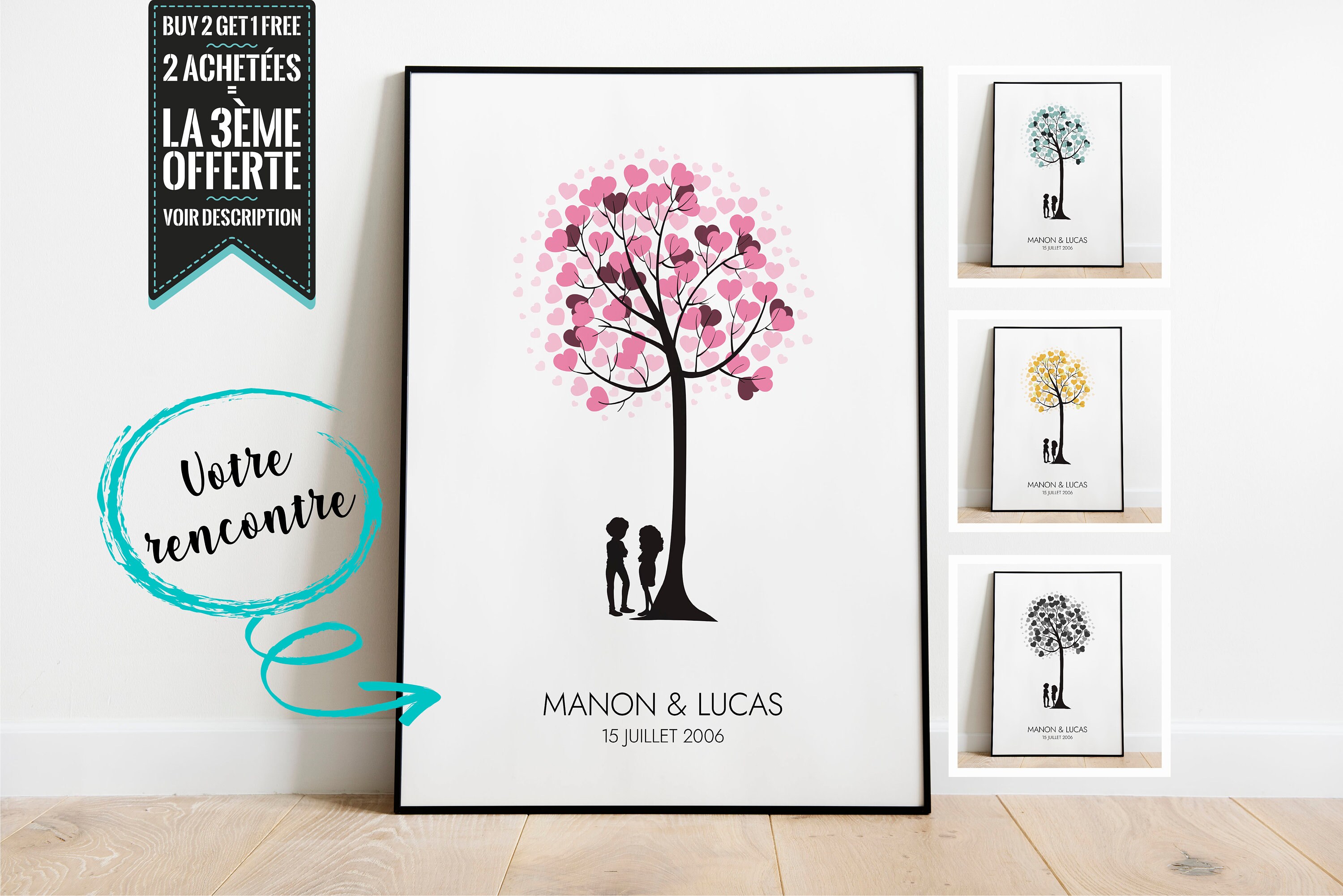 Affiche Décorative Pour Couple à Personnaliser Arbre