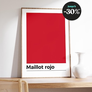 Cartaz minimalista de ciclismo – Camisola vermelha do vencedor da Vuelta, decoração de bicicleta, presente para fãs de ciclismo
