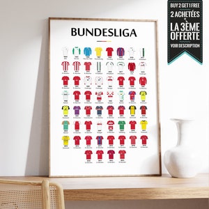 Carte des stades de Foot du Championnat d'Allemagne Bundesliga : Saison  2023-2024 - Affiche 50x70cm