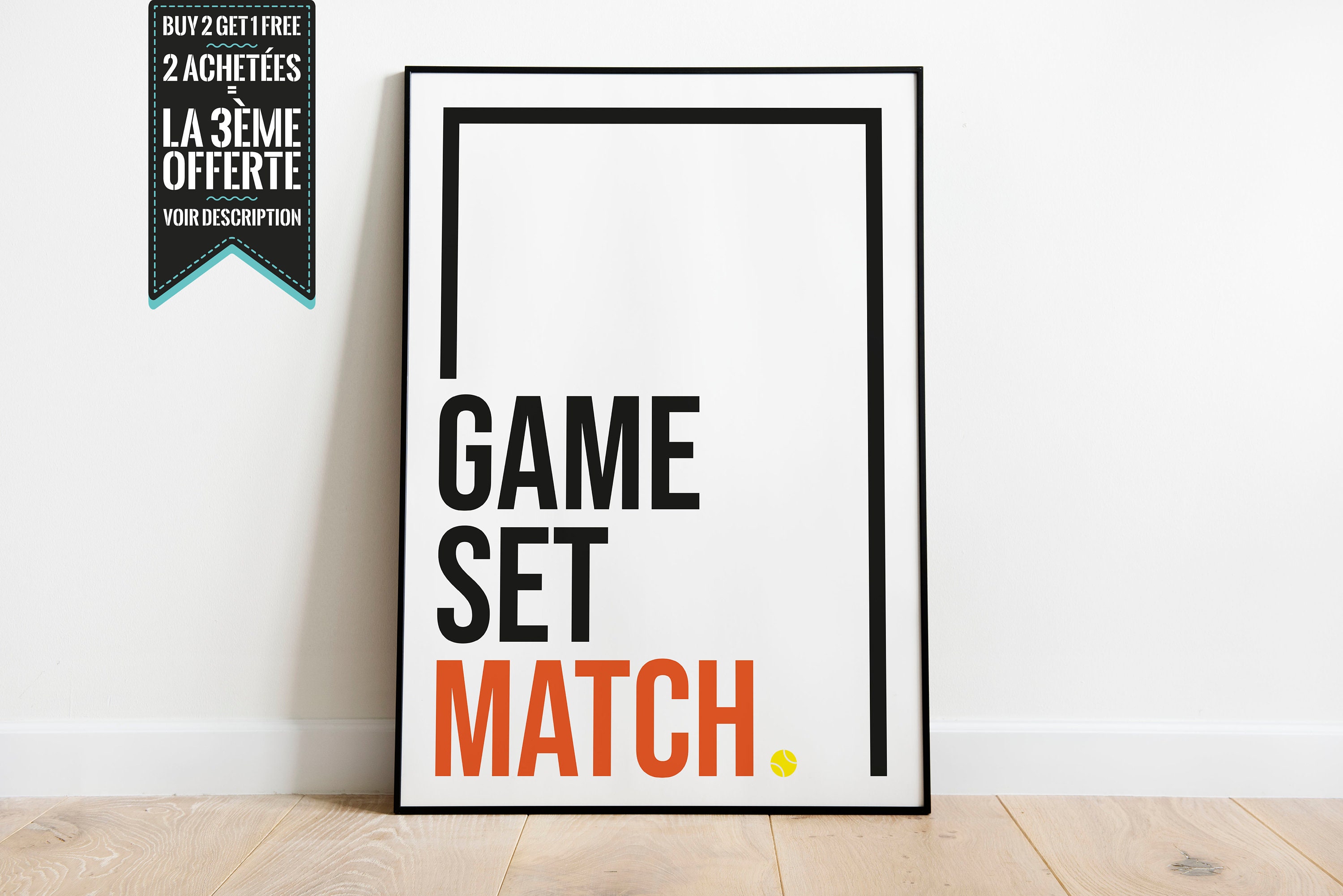 Affiche Décorative - Minimaliste Tennis Game Set Match