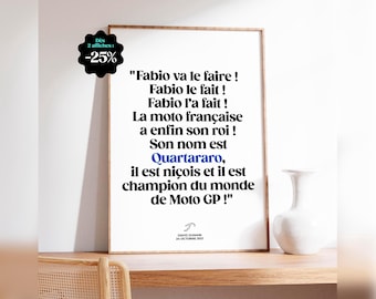 Affiche Fabio Quartararo Moto GP Champion du Monde 2021 - Commentaire Canal+