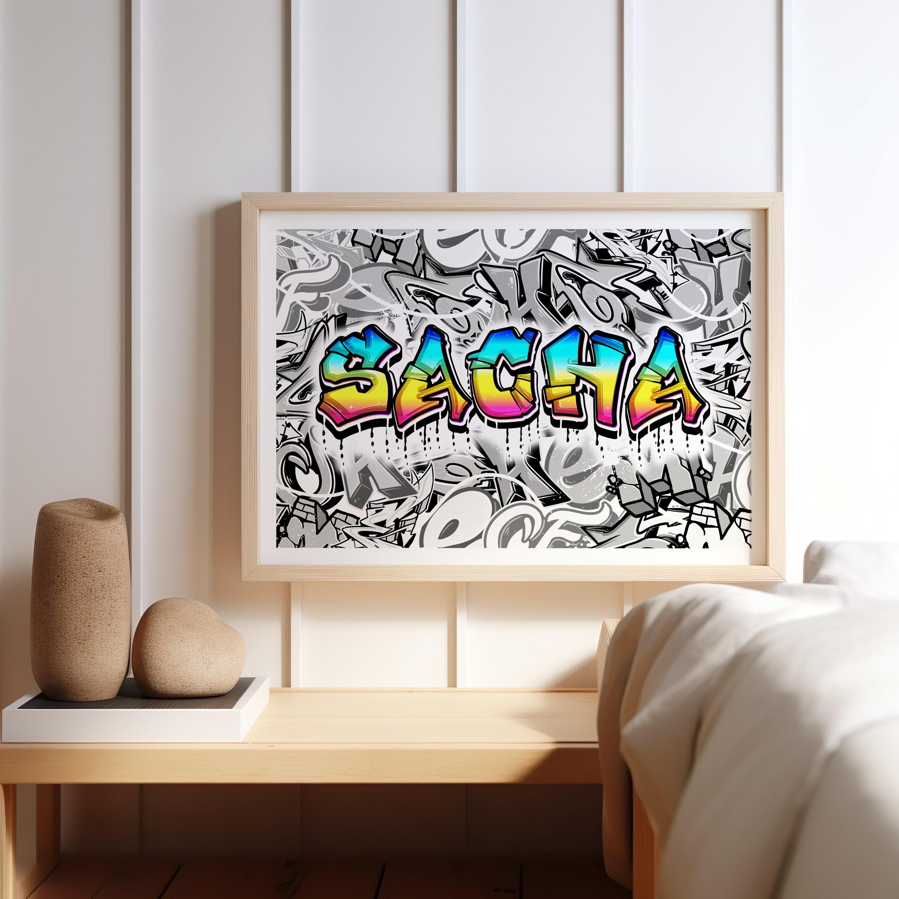 Affiche Graffiti Moreno-Mata – Rafa Sports, Œuvre Unique Fait Main Sur Papier Aquarelle, 23x32,5 Cm, Déco Murale Urbaine Noire Et Blanche