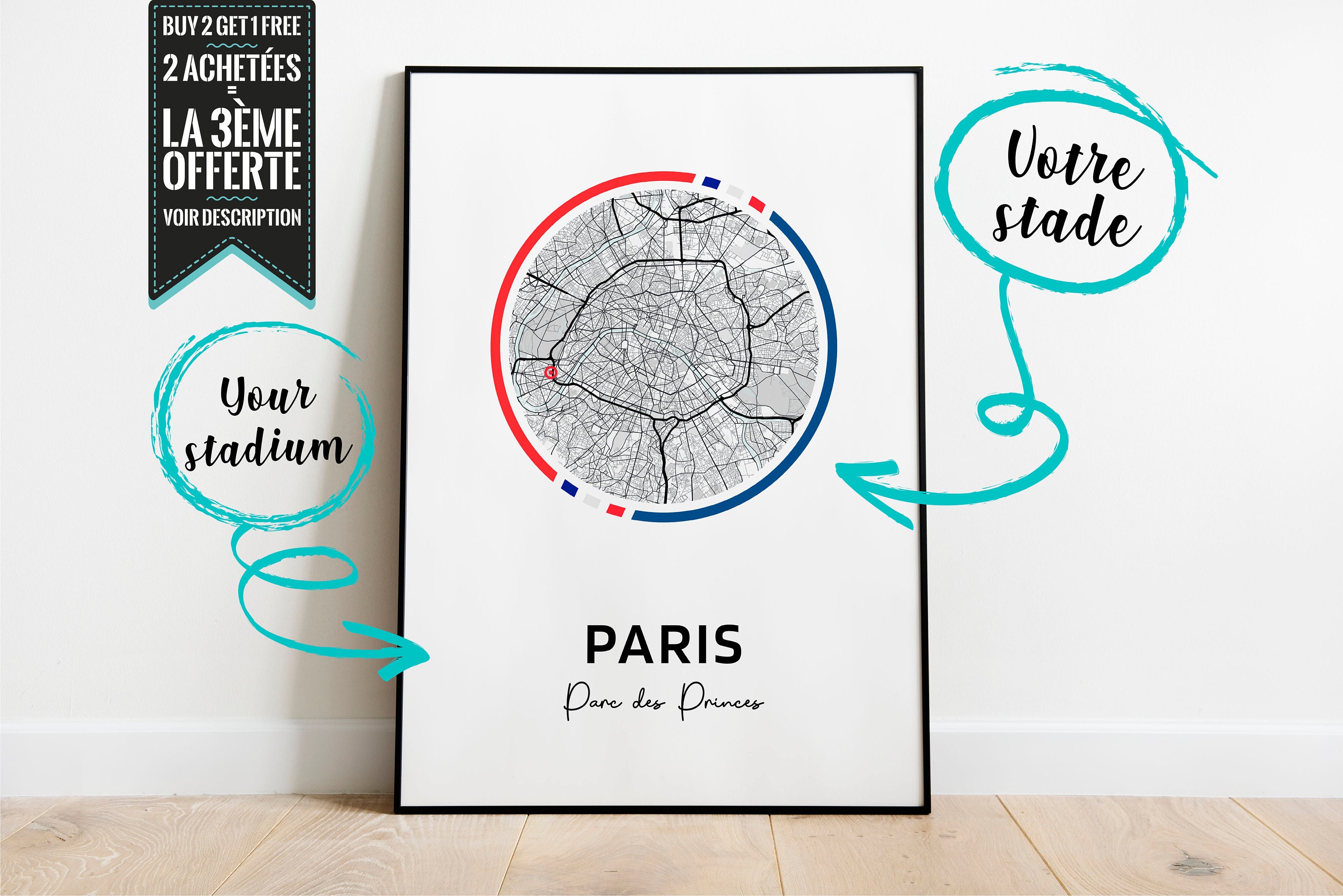 Affiche Décorative - Plan de Stade Parc Des Princes Paris