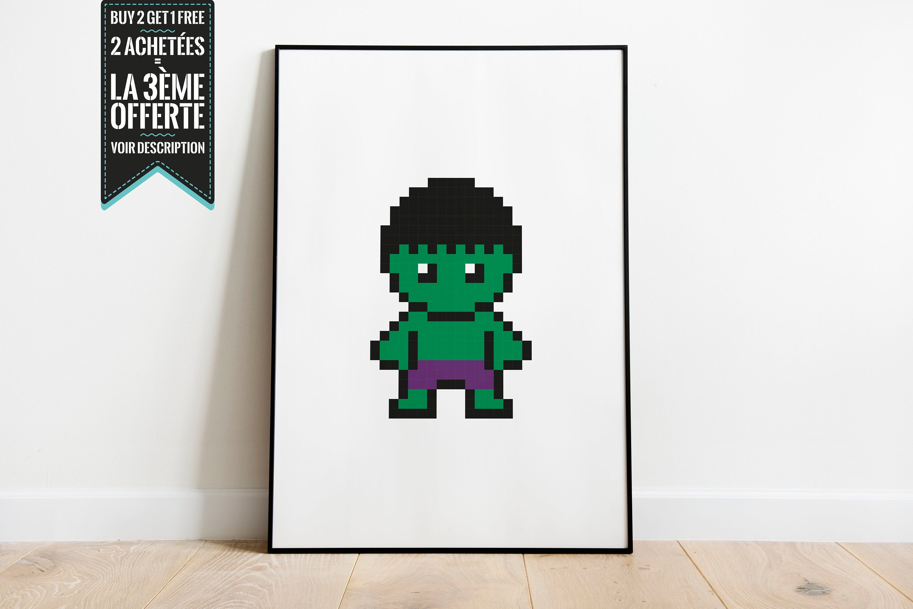 Affiche Décorative/Poster Hulk Super Héro Pixel Art
