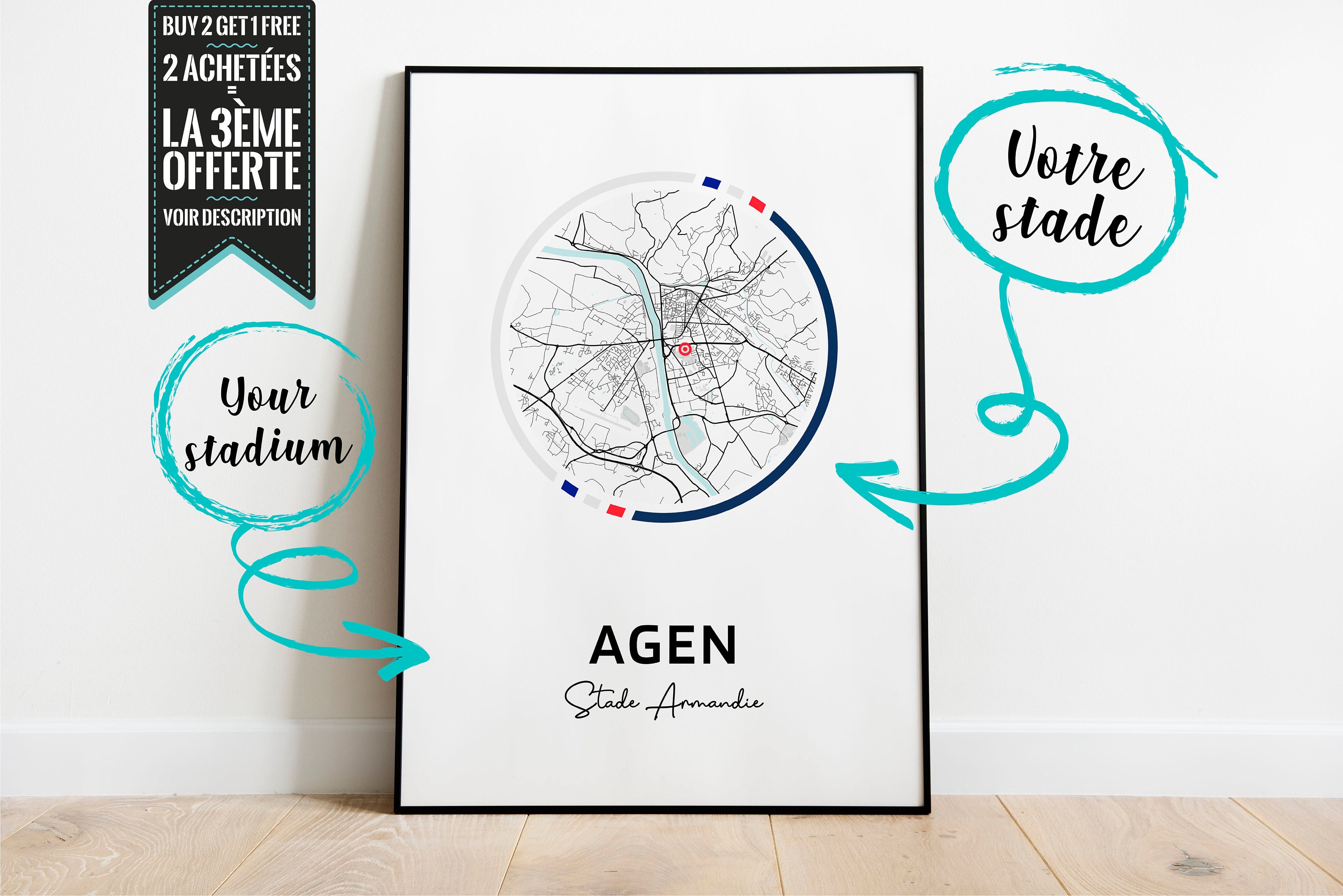 Affiche Décorative - Plan de Stade Armandie Agen