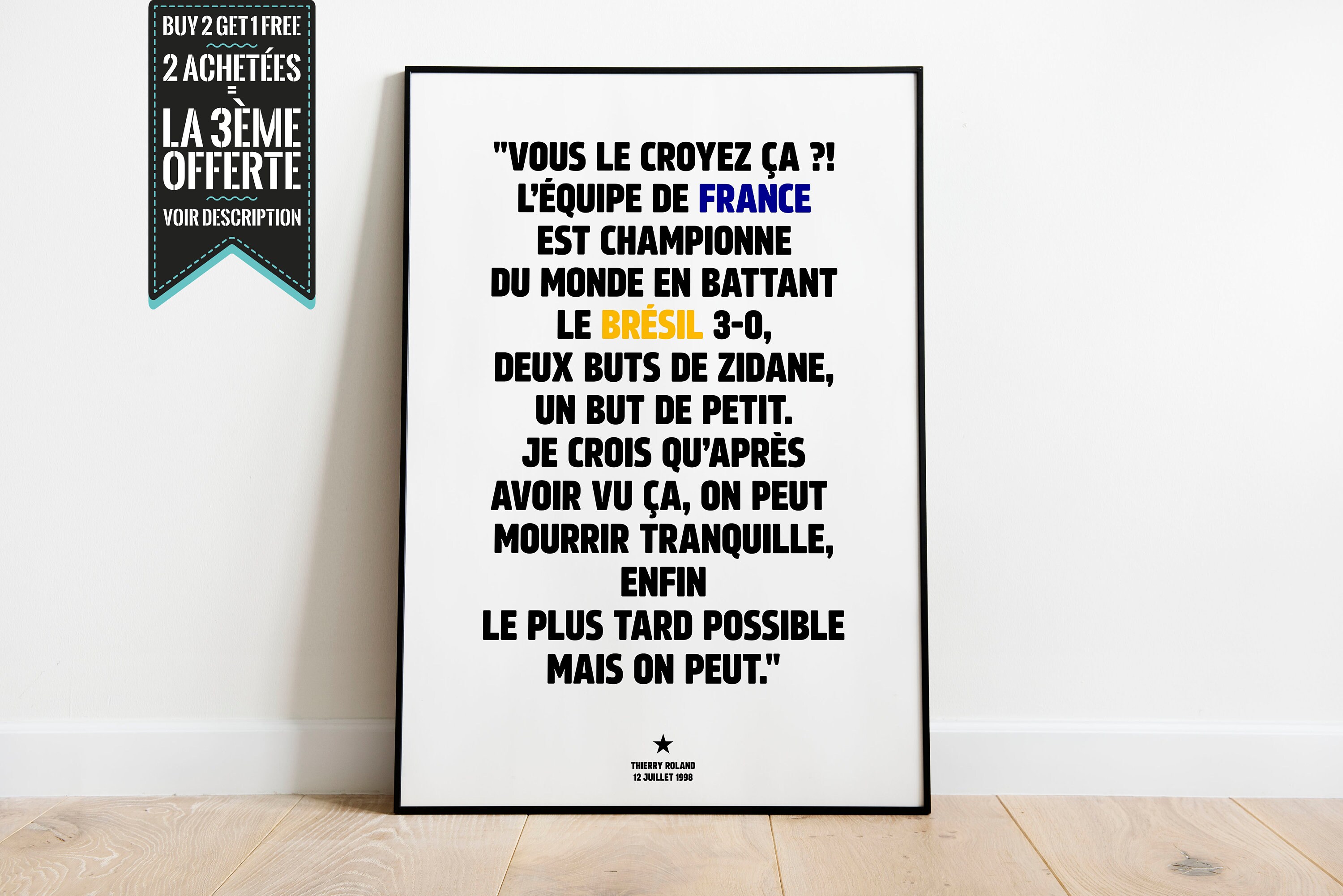 Affiche Décorative - Commentaire Thierry Roland Finale Coupe Du Monde 1998