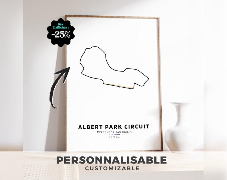 Affiche Circuit Albert Park, Illustration minimaliste du tracé du Grand Prix d’Australie image 1