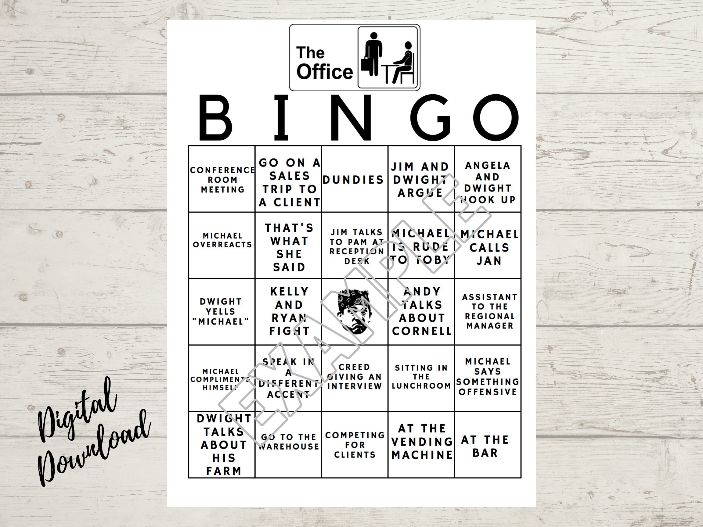 printable the office bingo game office tv show series etsy