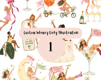 Custom Girly Watercolour Illustration | Custom Bachelorette & Hen Party Artwork | Custom Portrait | Birthday, Girls Trip, Digital Download