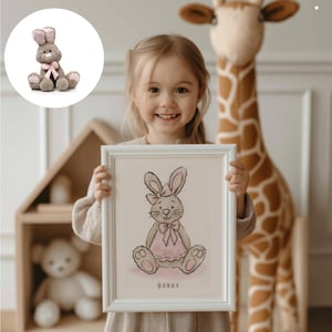 Retrato de peluche personalizado en acuarela: Arte infantil personalizado (descarga imprimible a 300 ppp)