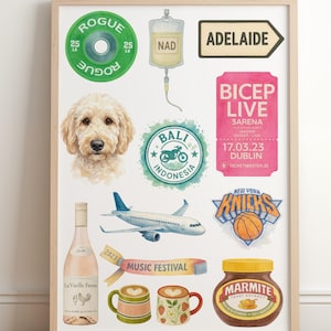 Watercolour Favourite Things Print | Personalised Artwork | Custom Roommate Gift | Mothers Day Gift | Illustration | Digital Download