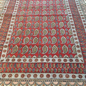 Red Indian Hand Block Print Cotton Fabric scarf, cower