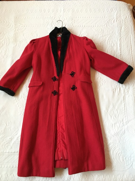 Vintage 1960s Kids Red Winter Coat made by "Rothsc