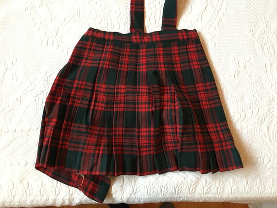 Vintage 1960s Girls Red and Green Plaid Skirt wit… - image 2