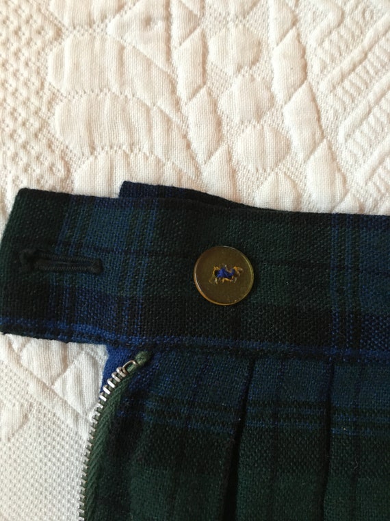 Vintage 1960s Kids Dark Green Plaid Wool Skirt - image 2