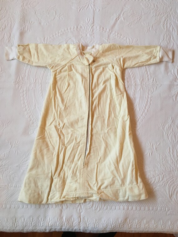 Vintage 1960s Flannel Infant Sleep Sack Pale Yello