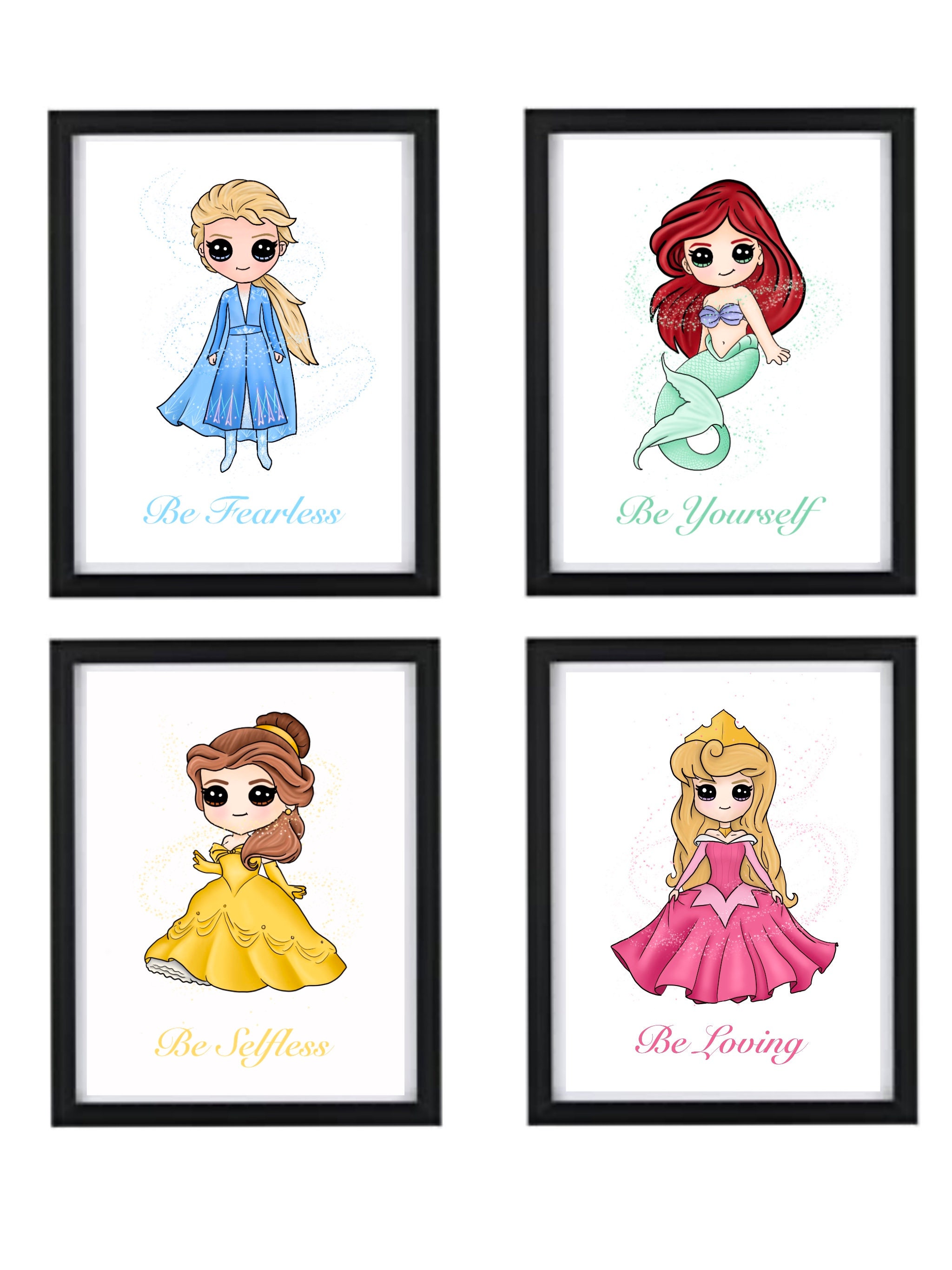 Set of 4 Disney Princess Prints. Available in sizes A3 A4 and | Etsy