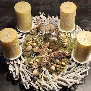 Advent wreath 40 cm-deer-Christmas decoration-Advent wreath with candles-Advent decoration-Christmas wreath-durable-table wreath-Advent arrangement-table decoration
