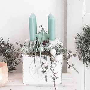 Advent wreath modern mint Advent arrangement Christmas arrangement decoration Christmas Advent decoration drawer wooden decoration Advent arrangement decoration Shabby Chic