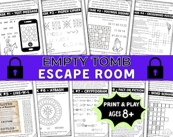 Easter Escape Room, Printable Bible Game, Resurrection Story Mystery Adventure, Sunday School Activity DIY Christian Family Party Game Night