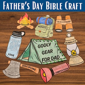 Artisanat biblique pour la fête des pères, activité de coloriage imprimable de l'école du dimanche, fête des pères, cadeau DIY pour papa, artisanat chrétien pour enfants d'âge préscolaire, carte faite maison