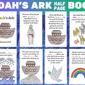 Arca de Noé para imprimir, lección de escuela dominical, manualidad de estudio bíblico para niños, páginas para colorear de la Biblia cristiana para preescolar, educación religiosa en el hogar