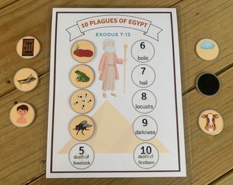 Pestes d'Égypte à imprimer, leçon biblique pour l'école du dimanche pour enfants, jeu d'association de souvenirs, Pâque, activité biblique des 10 plaies, Moïse, paracha