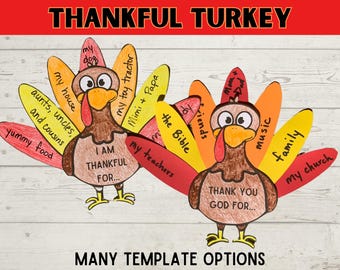 Christian Thanksgiving Printable, Give Thanks to God Turkey Craft, Thankful Turkey Bible Craft for Kids, Fall Sunday School Craft, Religious