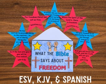 4th of July Bible Craft, Freedom in Jesus Christ Sunday School Activity, Independence Day Lesson Scripture Stars Envelope, Galatians 5:1 VBS
