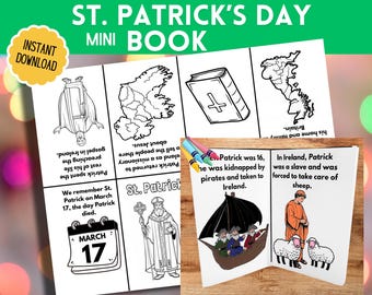 St. Patrick's Day Bibel Handwerk Aktivität, christliche Kinder Sonntagsschule druckbare März Mini Malseiten, St. Patrick Geschichte, Homeschool
