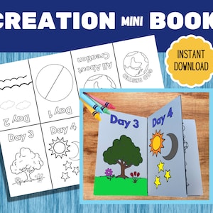 7 Days of Creation Mini Book Bible Craft | Sunday School Lesson for Kids | Genesis 1 Story of Creation | Printable Church Craft | Homeschool