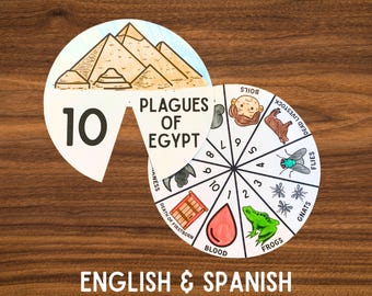 10 Plagues of Egypt Spinner Wheel Craft, Moses Sunday School Activity, Passover Bible Craft, Digital Download Printable Lesson, Bilingual