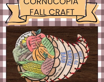 Thanksgiving Cornucopia Craft Printable, Fall Fine Motor Lacing Activity, Sunday School & Classroom Harvest Crafts, Bulletin Board Idea