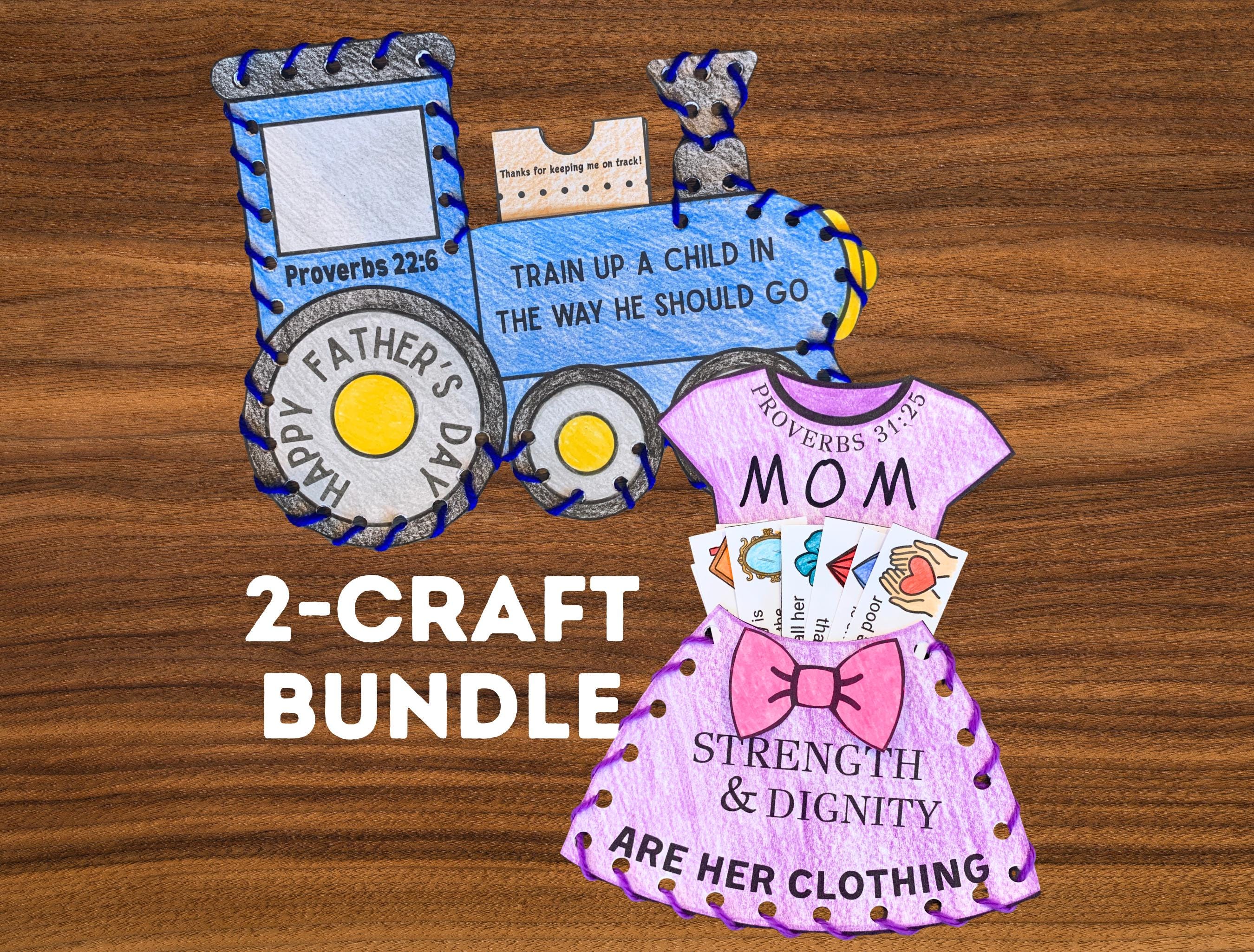 Christian Mother's Day & Father's Day Printable Craft Bundle, Sunday…